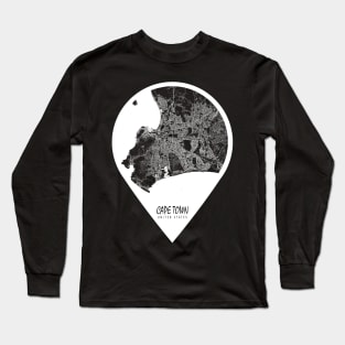 Cape Town, South Africa City Map - Travel Pin Long Sleeve T-Shirt